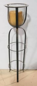 Large Metal and Glass Candle Holder