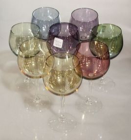 Set of Eight Color Glass Stems