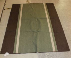 Brown and Green Machine Made Rug