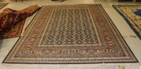 Brown and Blue Machine Made Rug