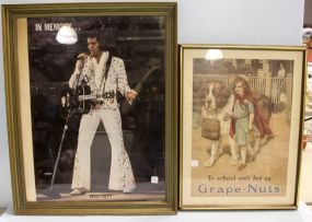 Elvis Presley Framed Picture & Grape Nuts Framed Ad