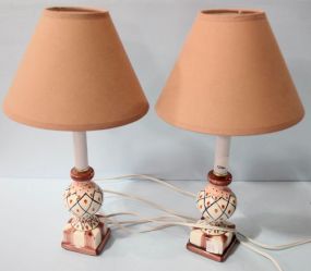 Two Pink Porcelain Lamps