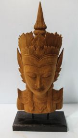 Tibetan Wood Carved Head