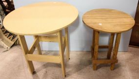 Brass Base, Particle Board Table & Homemade Side Table