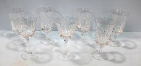 Five Gorham Cherrywood Crystal Iced Tea Glasses & Two Water Glasses
