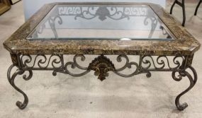 Large Glass Top Iron Based Coffee Table