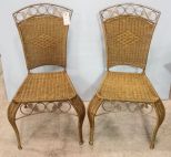 Two Iron/Wicker Side Chairs