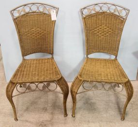 Two Iron/Wicker Side Chairs