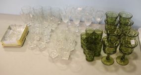 Group of Individual Salt Cellars, Goblets & Green Glasses