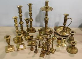 Various Sized Brass Candlesticks