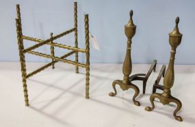 Pair of Brass Andirons & Table Base