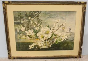 Print of Magnolias, Maidents and Oriental Bowl
