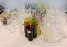 Large Group of Various Glasses, Coasters, Vase & Jar