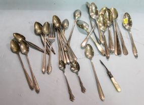 Pieces of Odd Silverplate Flatware & Antique File