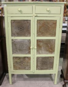 Light Green Punched Tin Two Door Cabinet