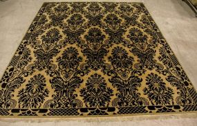 Beige and Black Wool Rug