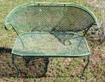 Green Wrought Iron Bench