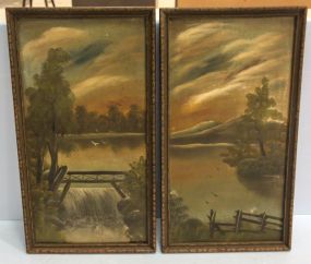 Two Vintage Painted Landscapes