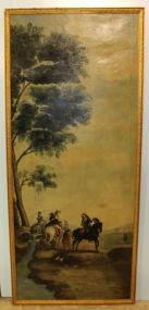 Large Oil Painting Depicting French Scene