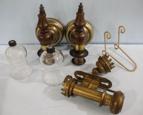 Brass and Wood Wall Candle Holders