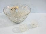 Punch Bowl, Nine Cups & Plastic Ladle