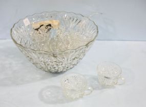 Punch Bowl, Nine Cups & Plastic Ladle