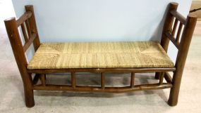 Wood Bench with Rush Seat