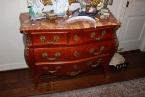 French Inlaid Marble Top Chest