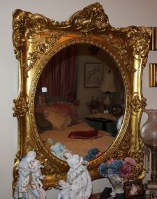 Gold Carved Oval Mirror