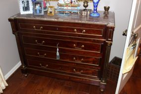 Marble Top Four Drawer Mahogany French Chest