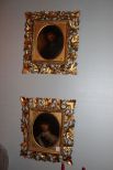 Small Pair of 19th Century Oil Paintings of Young Men in Gold Leaf Frames