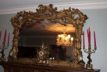 Large Gold Gilt Over the Mantle Mirror with Flowers