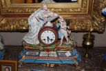 Old Paris Clock with Lady, Cupid, and Paw Feet