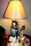 Pair Cobalt Oriental Lamps with Bronze Mounts