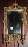 Pair of Brass Mirror Two Arm Sconces