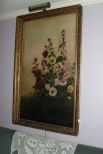 Large Victorian Oil Painting of Flowers