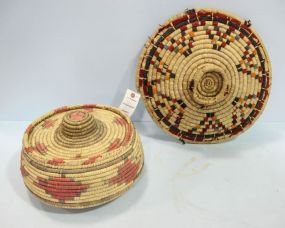 Woven Basket with Lid & Woven Center Bowl