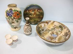 Two Oriental Bowls, Two Oriental Vases & Three Saki Cups