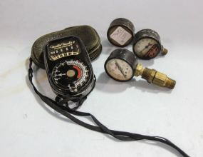 Three Pressure Gauges & Weston Master 2 Exposure Meter