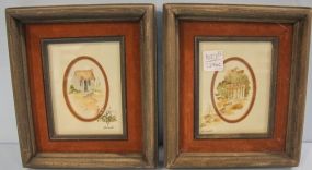 Two Edi Sweet Small Framed Watercolors
