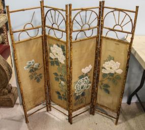 Bamboo Screen with Hand Painted Panels