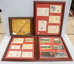 Framed Golf Clubs with Hooks & Three Framed Golf