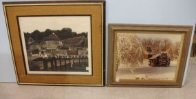 Signed Farm Picture & Cabin in Snow Picture
