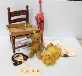Red Child's Chair, Charm Bear, Child's Umbrella and Hand Mirror