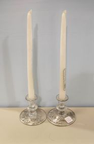 Pair of Small Silver Overlay Candlesticks