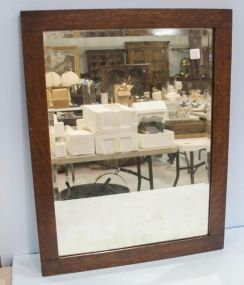 Beveled Glass Mirror in Oak Frame