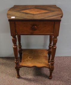 Walnut Inlaid One Drawer Stand