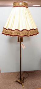 Brass Floor Lamp with Ruffled Shade