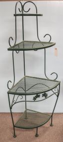 Green Wrought Iron Corner Shelf