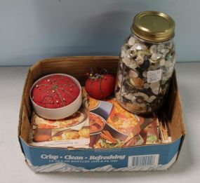 Fruit Jar of Buttons & Recipe Cards